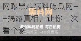 网曝黑料猛料吃瓜网——揭露真相，让你一次看个够